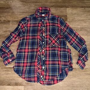 Aerie Plaid Button-Down Shirt - Red and Blue